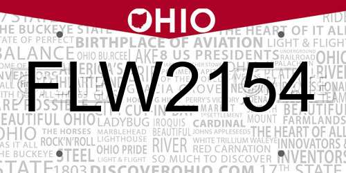 FLW2154 Ohio License Plate
