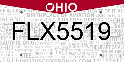 FLX5519 Ohio License Plate