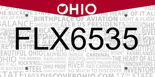 FLX6535 Ohio License Plate