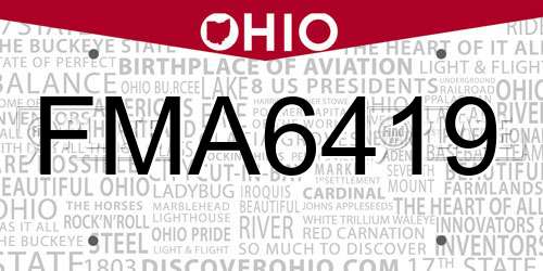FMA6419 Ohio License Plate