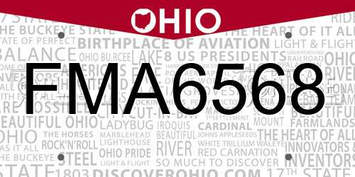 FMA6568 Ohio License Plate