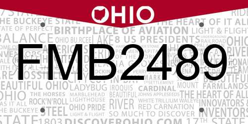 FMB2489 Ohio License Plate