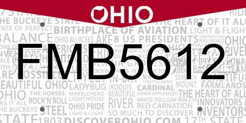 FMB5612 Ohio License Plate