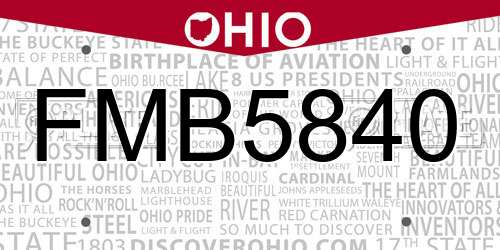 FMB5840 Ohio License Plate