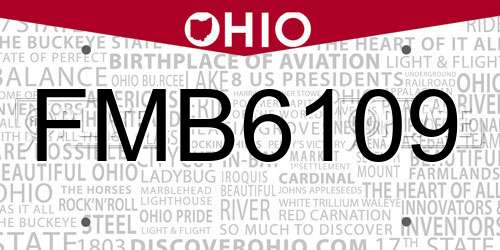 FMB6109 Ohio License Plate