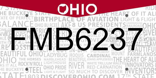 FMB6237 Ohio License Plate