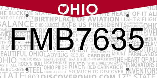 FMB7635 Ohio License Plate