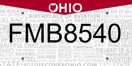 FMB8540 Ohio License Plate