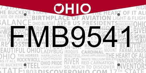FMB9541 Ohio License Plate