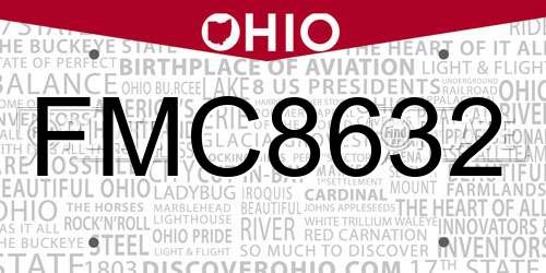 FMC8632 Ohio License Plate