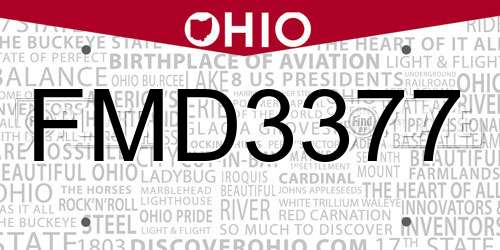 FMD3377 Ohio License Plate