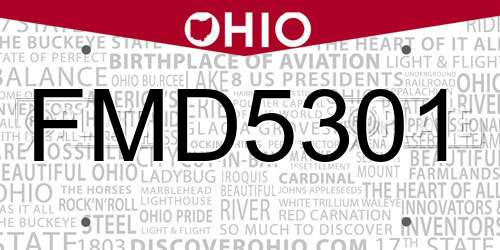 FMD5301 Ohio License Plate