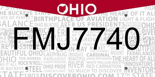 FMJ7740 Ohio License Plate