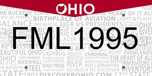 FML1995 Ohio License Plate