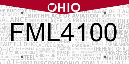 FML4100 Ohio License Plate