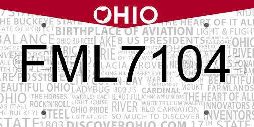 FML7104 Ohio License Plate
