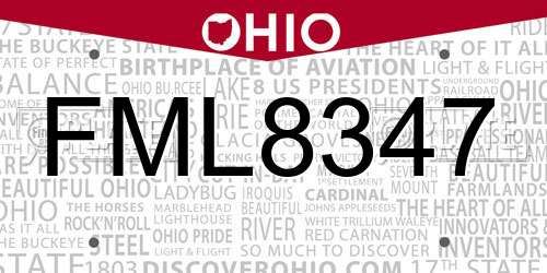 FML8347 Ohio License Plate