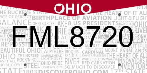 FML8720 Ohio License Plate