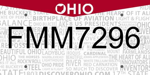 FMM7296 Ohio License Plate