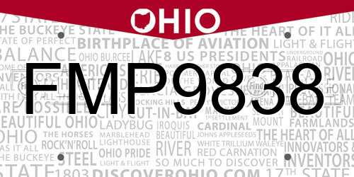 FMP9838 Ohio License Plate