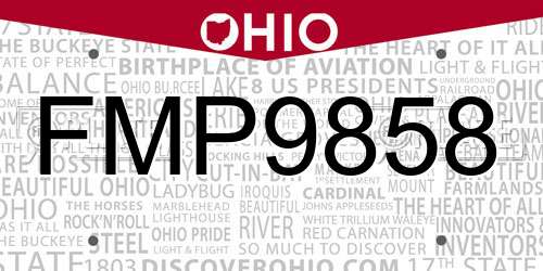 FMP9858 Ohio License Plate