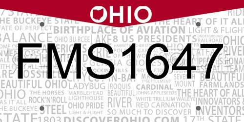 FMS1647 Ohio License Plate