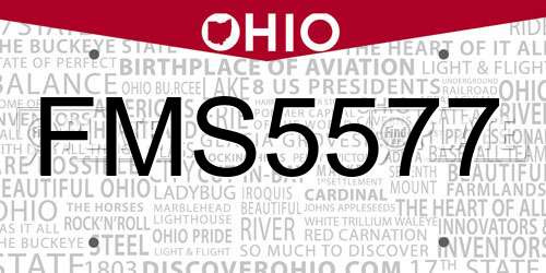 FMS5577 Ohio License Plate