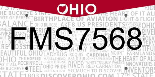 FMS7568 Ohio License Plate