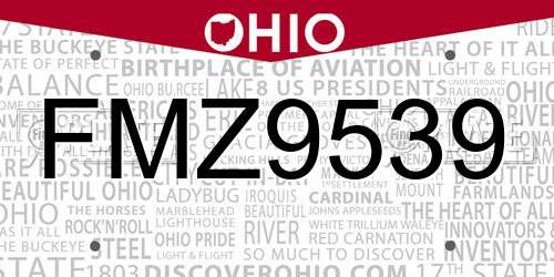 FMZ9539 Ohio License Plate