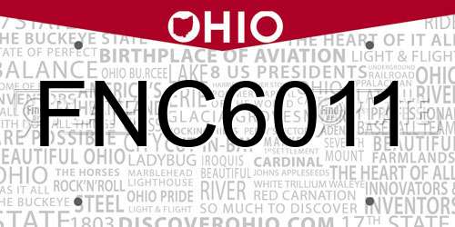 FNC6011 Ohio License Plate