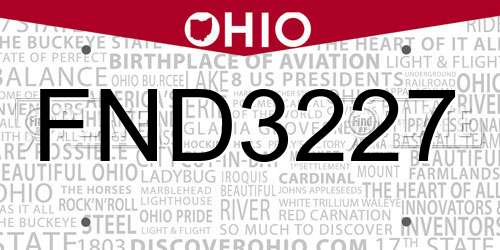 FND3227 Ohio License Plate