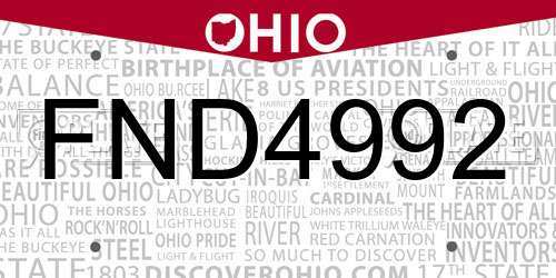 FND4992 Ohio License Plate