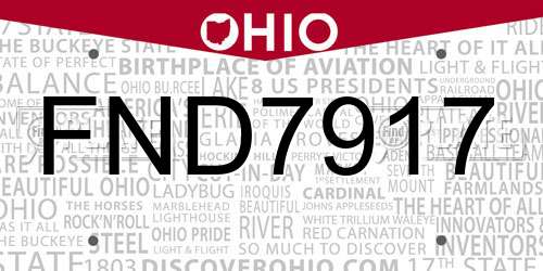 FND7917 Ohio License Plate