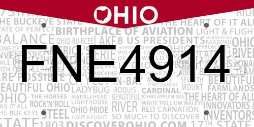FNE4914 Ohio License Plate
