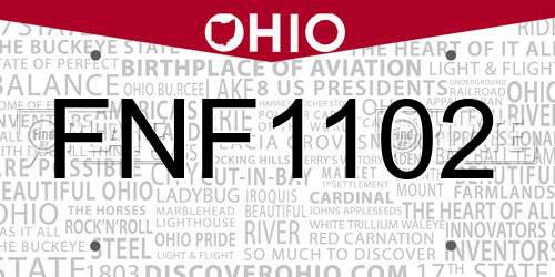 FNF1102 Ohio License Plate