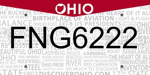 FNG6222 Ohio License Plate
