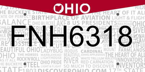 FNH6318 Ohio License Plate