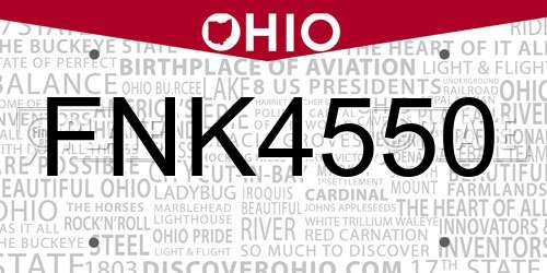 FNK4550 Ohio License Plate