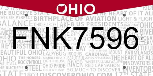 FNK7596 Ohio License Plate