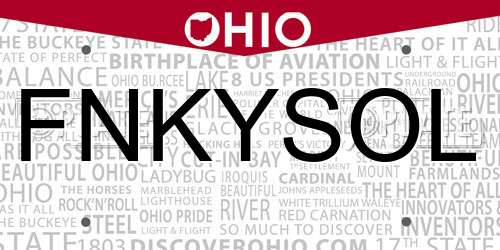 FNKYSOL Ohio License Plate