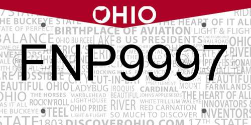 FNP9997 Ohio License Plate