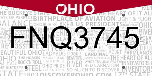 FNQ3745 Ohio License Plate