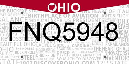 FNQ5948 Ohio License Plate