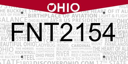 FNT2154 Ohio License Plate