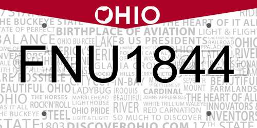 FNU1844 Ohio License Plate