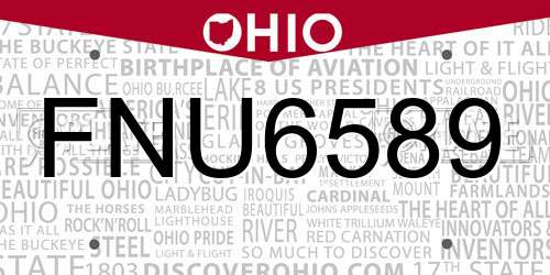 FNU6589 Ohio License Plate