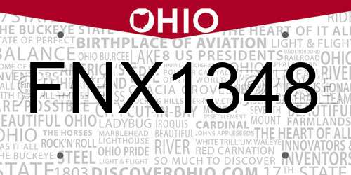 FNX1348 Ohio License Plate