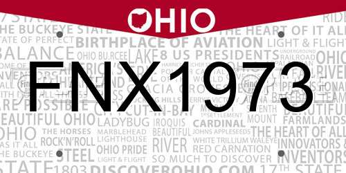 FNX1973 Ohio License Plate