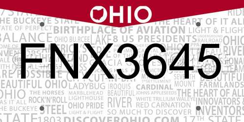 FNX3645 Ohio License Plate
