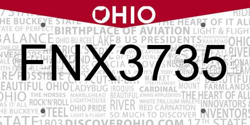 FNX3735 Ohio License Plate